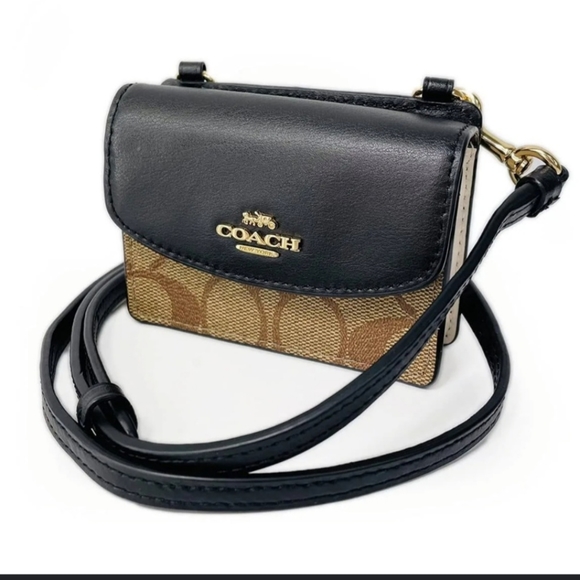 Coach Flap Card Case w/ Strap, Colorblock Canvas Crossbody Wallet ~NWT~ C5577 - Picture 3 of 12